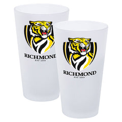 AFL SET OF 2 FROSTED CONICAL GLASSES RICHMOND TIGERS