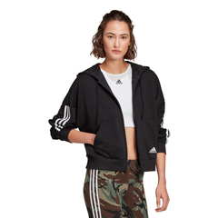 Adidas Womens Essentials Cut 3-Stripes Full-Zip Hoodie