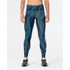 2XU WOMENS MID-RISE FULL LENGTH COMPRESSION TIGHT DRESDEN BLUE WHITE