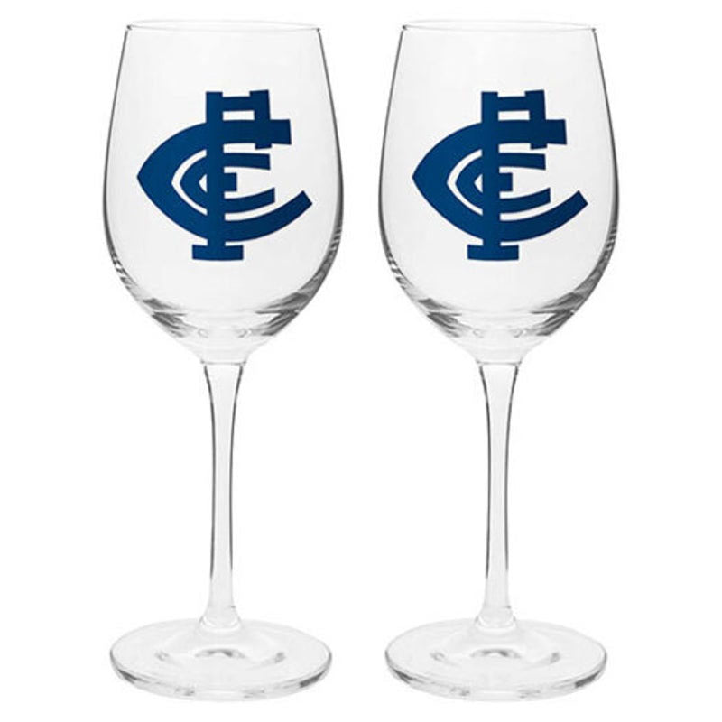 AFL Carlton Blues Wine Glasses x 2