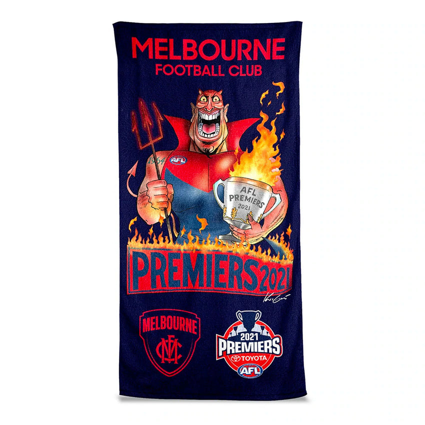 AFL Melbourne Demons 2021 Premiership Caricature Beach Towel