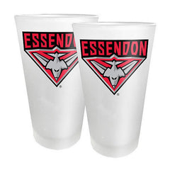 AFL Essendon Bombers Frosted Conical Glasses x 2