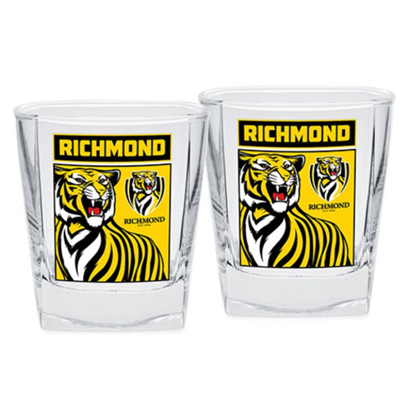 AFL Richmond Tigers Spirit Glasses x 2