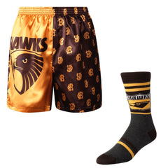 AFL Hawthorn Hawks Boxer Shorts & Socks Gift Pack