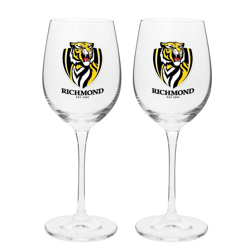 AFL Richmond Tigers Wine Glasses x 2